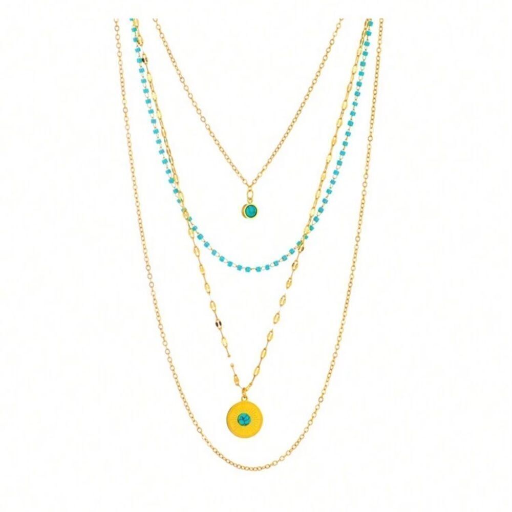 Elegant Turquoise Layered Necklace A1479